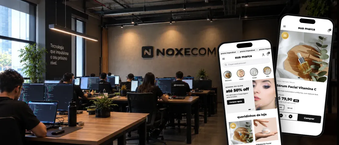 Equipe da NOX ecom trabalhando em projetos de lojas Shopify